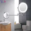 Speglar LED Makeup Mirror med lätt vikningsvägg Vanity Mirror 1x 10x förstorande dubbelsidig beröring Ljusa justerbara badrumsspeglar