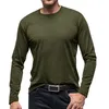 T-shirts hommes hommes automne et hiver chemise à manches longues pur coton couleur unie bas de base mâle décontracté o-cou 2024 vêtements vintage