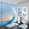 Zasłony prysznicowe Ocean Fala morza nadruk Zestaw zasłony łazienki Zasłony prysznicowe z okładką toaletą przeciw poślizgowi dywaniki do kąpieli Decor Home Decor