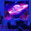 Gobeliny kosmiczne UV reaktywne gobelin trippy planeta galaxy górska krajobraz gobeliny Neon Wall wiszący na imprezę do wystroju sypialnia Estheticl240123