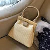 Cross Body Fashion Torebki Drewniana rączka damska torebki wiklinowe tkane ramię w torbie crossbody Summer Beach rattan mały pu2650