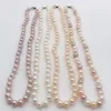 Collane Nuova perla coltivata d'acqua dolce naturale Filo di perla 78MM Collana multicolore bianca rosa viola Chiusura in argento sterling 925