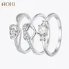 Cluster Rings ROXI 925 Sterling Silver 18K Plate Heart Finger For Women Ladies Size 6/7/8 Pearl Wedding Party Fine Jewelry Gifts