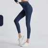 Mens Jeans Yoga Pants Imitating Denim High-Waisted Hip Lift Peach Tight Stretch Sports Abdominal Fitness Women Drop Delivery Oteyg