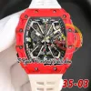 RRF 35 03 BEGRÄNSAD VERSION JAPAN MIYOTA NH AUTOMATISK MÄNS Titta Red Ntpt Carbon Fiber Case Skeleton Dial White Rubber Strap Sport Super Editi