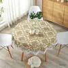Table Cloth PVC Hotel Waterproof Tablecloth Printed Oil Resistant Large Circular Table Cloth Hotel Plastic Round Table Cover with Lace Hem
