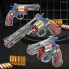 Revolver Manual Shell Ejection Soft Bullet Toys Gun for Kids Boys Transparent Airsoft Pistol Long Range Ejecting Gun Toy 2037 ZZ