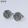 Oorbellen ShinyGem Kleine Charme 610mm Ronde Vorm AAA Natuurlijke Kristal Druzy Stud Earring 925 Sliver Geode Edelsteen Voor Vrouwen meisje