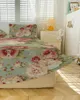 Jupe de lit fleur de pivoine, couvre-lit ajusté élastique Vintage avec taies d'oreiller, housse de matelas, ensemble de literie, drap