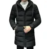 Herrenjacken Herren Winterparka Daunenmantel mit Kapuze Ultimative Wärme Windschutz Hoher Kragen Mittellange Outdoor-Schneejacke