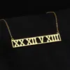 Halsketten, personalisierte Namen, Charm-Halsketten, individuelle römische Zahlen, Bar-Halskette, Gold, Edelstahl, Datums-Halsketten, Anhänger für Frauen, Geschenk