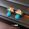 Boucles d'oreilles mode champignon femmes repoussent Vintage résine Zircon bijoux précipités