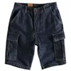 Heren shorts vintage gewassen denim Meerdere zakken lading jeans zomer vijfpunt