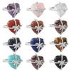 Natural Crystal Heart Shaped Ring Healing Crystal Bow with Adjustable Opening for Women's Ring Bracelet Anniversary Gift