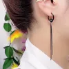 Dangle Earrings Fashion Black Crystal Long Tassel Versatile Geometric For Women