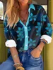 Women's Blouses Women Shirts & Yellow Light Green Floral Button Print Long Sleeve Elegant Holiday Party Fashion Shirt Female Clothing