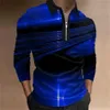 Moda masculina roupas polo camisas casuais turndown colarinho zíper golfe wear escada impressão manga longa camiseta masculino polos topos 240118