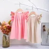女の子のドレス夏の幼児服生まれ韓国ピンクかわいいソリッドノースリーブコットンプリンセスバースデードレスベビー服bc813