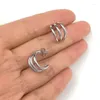 Boucles d'oreilles à clous en acier inoxydable pour femmes, 6 pièces/lot, trois fils en forme de C, bijoux cadeau