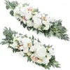 Dekorative Blumen, 1 Set mit 2 Stück, künstliche Blumengirlanden, Mittelstücke, Hochzeitsblumen, Grünarrangements für Tischschilder, Dekor