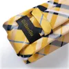 Classic Yellow Striped Plaid Silk Ties For Men Handkerchief Cufflinks Brooch Pin Wedding Accessories Gift Dropship 240122