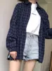 Camicette da donna 2024 Donna Vent Vintage Plaid Camicia monopetto Turn Down Colletto in cotone Manica lunga Bottone Feminina Saldi