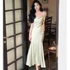 Casual Dresses Sexy Women Stain Strap Party Dress Fashion Vintage Swinging Neck Ruffles Robe Retro Backless Evening Sleeveless Vestido