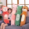 55 cm Animal Soft Strip Sleeping Cylindrical Frog Monkey Pillow Doll Creative Lazy Plush Toy Child Bekväm kudddocka gåva Hög kvalitet