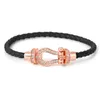 Pulseira de couro com fivela de ferradura feminina pulseiras de designer de luxo 24 cores