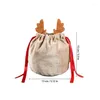 Décorations de Noël Sacs cadeaux en tissu 10 pcs Sac Santa Sacs Dstring réutilisable Veet pour cadeaux Drop Livraison Maison Jardin Fête Fête S Dhpt4