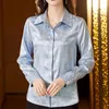 Damesblouses Elegant Lente Herfst Kantoor Dame Basic Tops Lange mouw Jacquard Satijn Damesmode Turn Down Kraag Knoopoverhemden