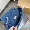 Designer -Denim axelväskor avslappnad messenger handväska shopping och resande kvinnor handväska svartblå 3 storlekar