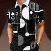 Męski Polos Summer Fashion Zipper HD Digital Printing Streets Hip-Hop Clothing poliester wygodny krótkie topy polo