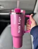 US-Aktie Winter PINK Mugs Cosmo Tumblers Shimmery 40 oz 40 oz Mugs Lid Straw Big Capacity Water Bottle Valentines Day Gift Pink Parade i0123