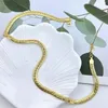 Necklaces 5Pcs ,18K Gold Plated Women Fashion Simple Design Flat Snake Chain Jewelry Necklace Waterproof Hip Hop For Men 2023