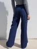 Pantalon Femme Mode Femmes Printemps Automne Casual Cargo Violet Taille Basse Multi-Poches Large Jambe Street Style S M L