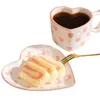 Tazze Elegante set di tazze in ceramica a forma di cuore da 250 ml Latte Art Bridal Shower Coppia Caffè Trendy Milk Love Theme