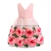 En stock robes de fille de fleur bébé filles robe de princesse florale enfants sans manches rose fête de mariage bal enfants mode arc plissé D Dhzfn