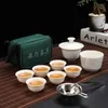 Conjuntos de chá Gaiwan de conjunto de serviço pote cerimônia copos viagem fu cerâmica porcelana caneca teacup chinês kung portátil