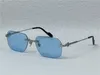 新しいレトロスクエアレンズサングラス0284フレームレスロックバックルレッグファッションとシンプルなデザインUV400明るい色の装飾メガネ