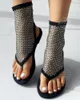 Sandales Crystal Femme Designer Mesh Appartements Chaussures de marche décontractées Robe peu profonde d'été Bottes cool