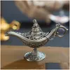 Doftlampor utmärkta sagan Aladdin Magic Lamp rökelse brännare vintage retro te potten genie aroma sten hem prydnad metall c dhmdp