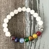 Armband 7 Chakra Armband för kvinnliga pärlor Vit stenpärlad handled elefant mala yoga armband gåva till henne