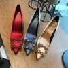 Rhinestone Square Buckle Pointed Toe Pumps Women Stiletto High Heels Shoes Ladies Wedding Shoes Women Femmes Chaussures 240119