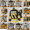 CCM Movie Vintage Ice Hockey 77 Ray Bourque Jerseys Stitched 37 Patrice Bergeron Jersey Black White 75Th Yellow Men Re Hig
