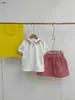 Brand girls dress suits Bowtie decoration kids designer clothes Size 110-160 Short sleeved POLO and Letter printing skirt Jan20