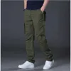 Pantaloni cargo autunno-primavera Pantaloni casual larghi da uomo in cotone regolari Pantaloni tattici da combattimento maschili multi tasche 223