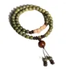 Hebra de Material antiguo, pulsera de cuentas de Buda de sándalo verde, estudiante femenina, cien semillas de fragancia, estilo masculino de madera