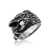 Vintage Viking Ody Crow Ring Men Nordic Mythology Viking Pierścień 14K Białe złote motocyklowe motocykle Odin Raven Pierścień Pierścień Biżuteria