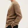 Pulls pour hommes hiver décontracté épaissi col en v cardigan pull à manches longues bouton automne tricots manteau marron